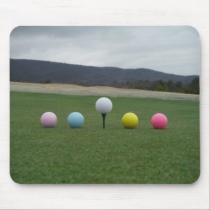 bright colored Golf Balls on a mountain Mouse Pad