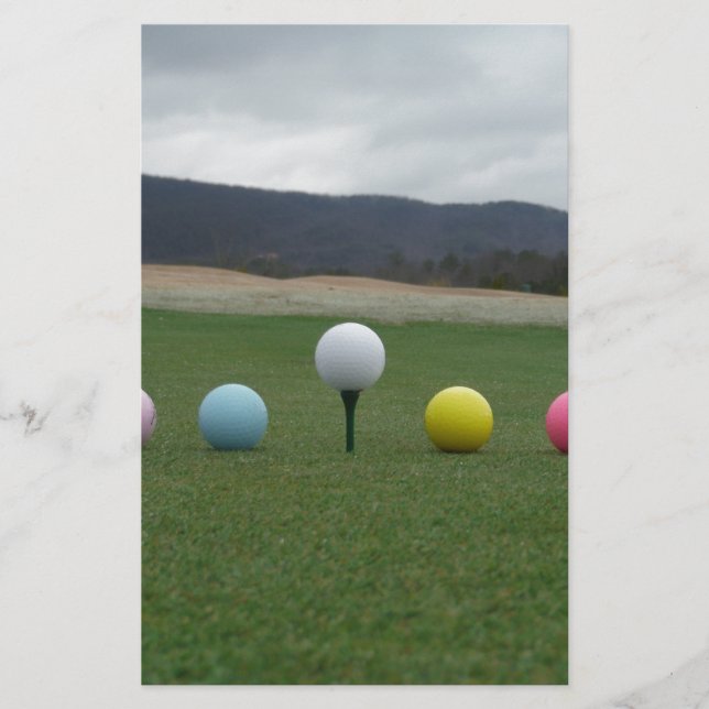 bright colored Golf Balls on a mountain Stationery (Front)