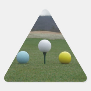bright colored Golf Balls on a mountain Triangle Sticker