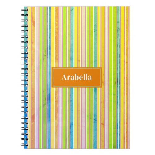 Bright Colored Grunge Stripes Monogram Notebook