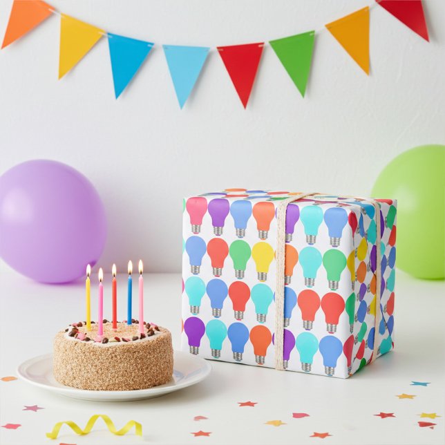 Bright Colored Light Bulbs Gift Wrapping Paper (Creator Uploaded)