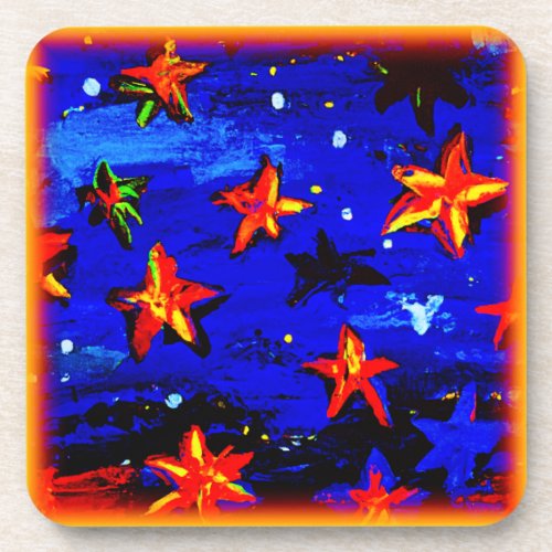 Bright Colored Orange Stars Buy Now Beverage Coaster