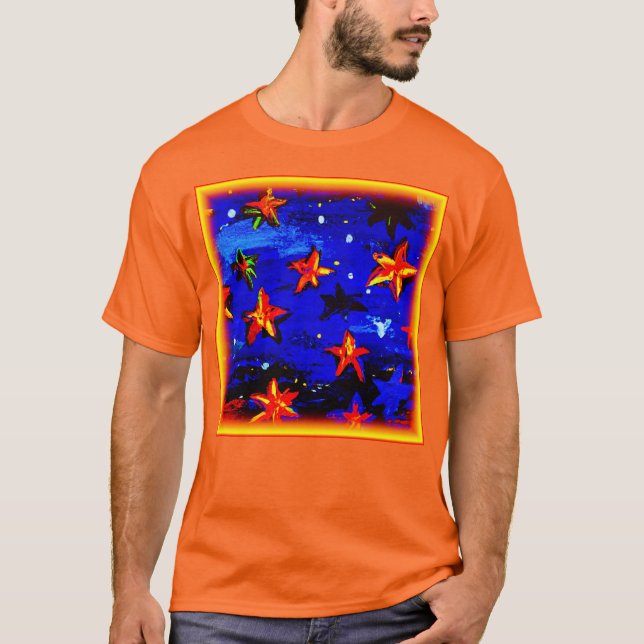 Bright Colored Orange Stars. Buy Now T-Shirt (Front)