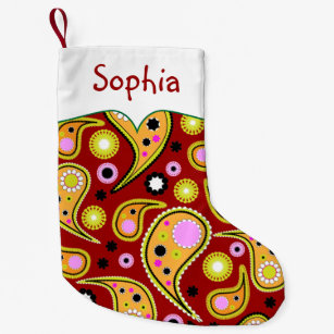 Bright Colors Christmas Stockings Zazzle Bright Colored Paisley Personalized Small Christmas Stocking