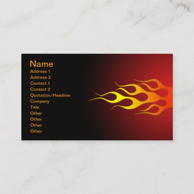 bright colored racing flames business card (Front)