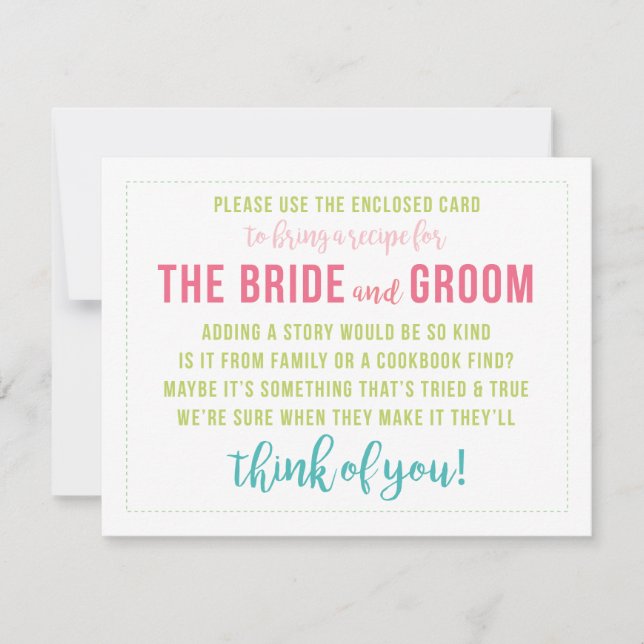 Bright Colored Recipe Card Shower Insert (Front)