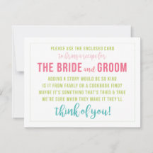 Bright Colored Recipe Card Shower Insert