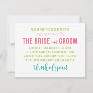 Bright Colored Recipe Card Shower Insert