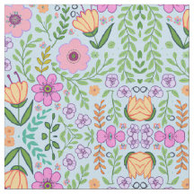 Bright Colored Seamless Flower Pattern Blue