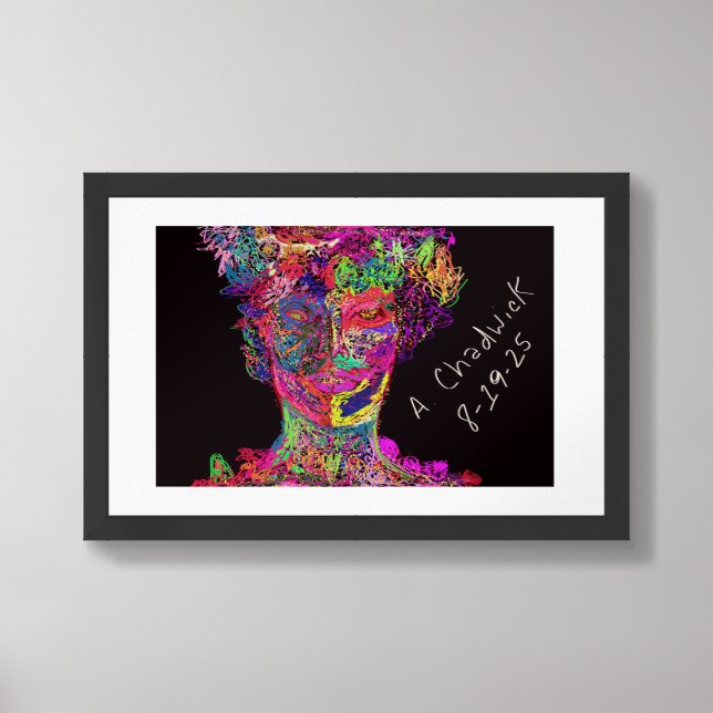 Bright Colored Silhouette Poster Print (Framed Front)
