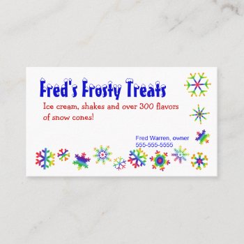 Bright Colored Snowflakes Business Card by NightOwlsMenagerie at Zazzle