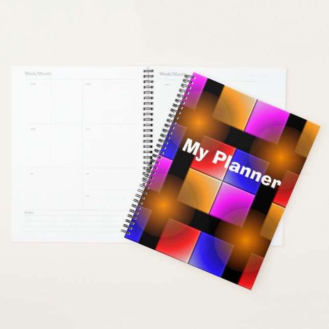 Bright colored squares on black background  planner (Display)