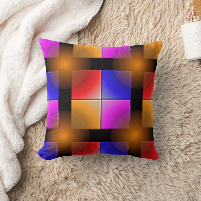 Bright Colored Squares Throw Pillow (Blanket)