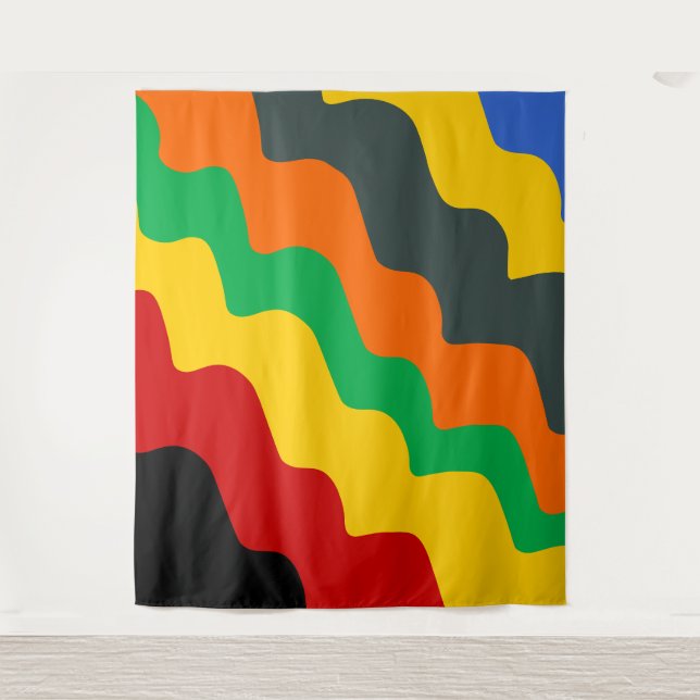 Bright colored wavy ocean waves gradient  tapestry (Front)