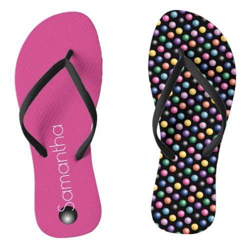 Bright Colorful 3D Dotted Pattern Flip Flops