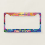 Bright Colorful 60&#39;s Hippie Psychedelic Retro Cool License Plate Frame at Zazzle