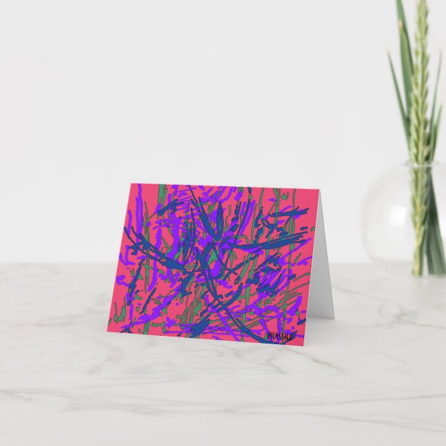 Bright Colorful Abstract Art blank note card (Front)