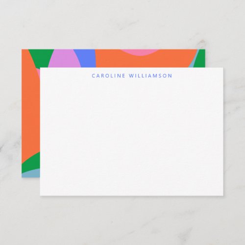 Bright Colorful Abstract Art Custom Name Note Card