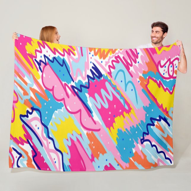 Bright Colorful Abstract Art Fleece Blanket (In Situ)