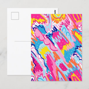Bright Colorful Abstract Art Postcard