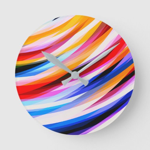 Bright Colorful Abstract Art Round Clock