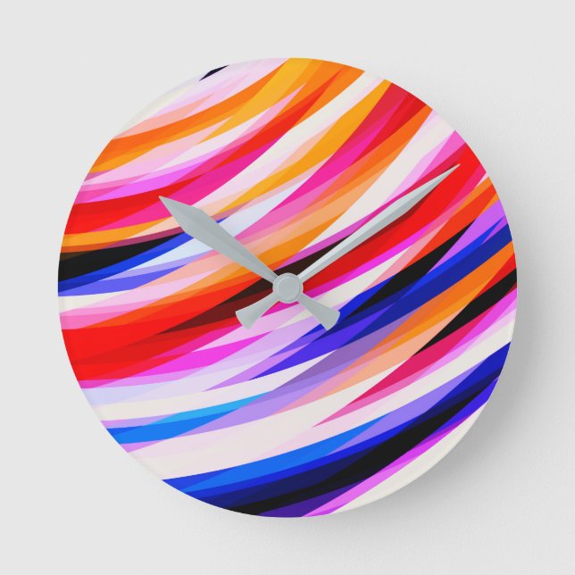 Bright Colorful Abstract Art Round Clock (Front)
