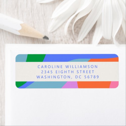 Bright Colorful Abstract Art Shower Return Address Label