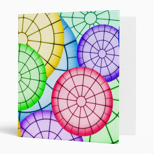 Bright Colorful Abstract Circles Pattern 3 Ring Binder (Front/Inside)