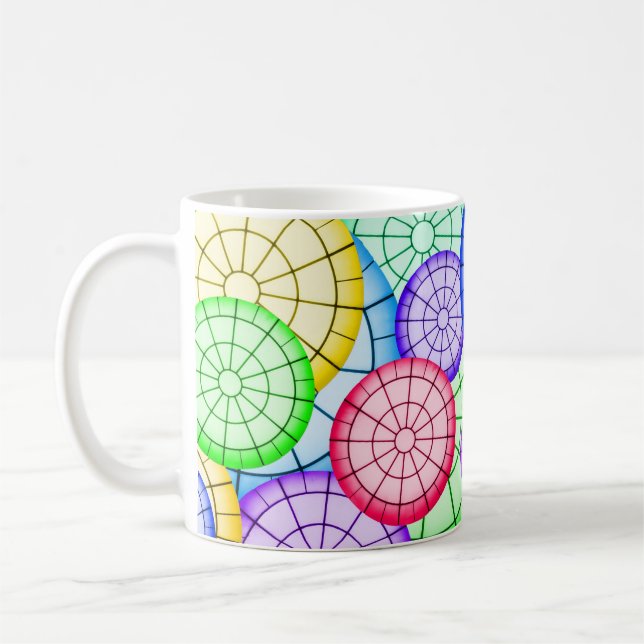 Bright Colorful Abstract Circles Pattern Coffee Mug (Left)