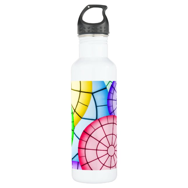 Bright Colorful Abstract Circles Pattern Stainless Steel Water Bottle (Front)
