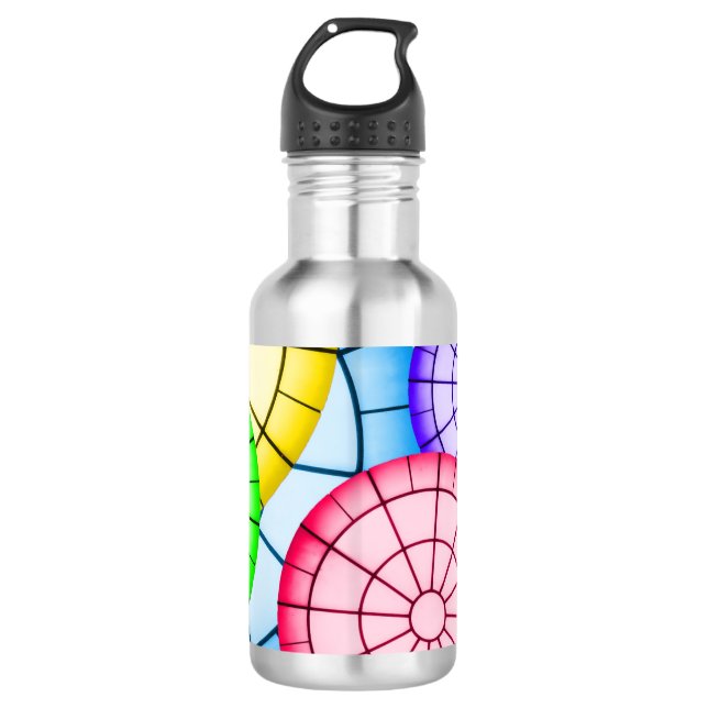 Bright Colorful Abstract Circles Pattern Stainless Steel Water Bottle (Front)