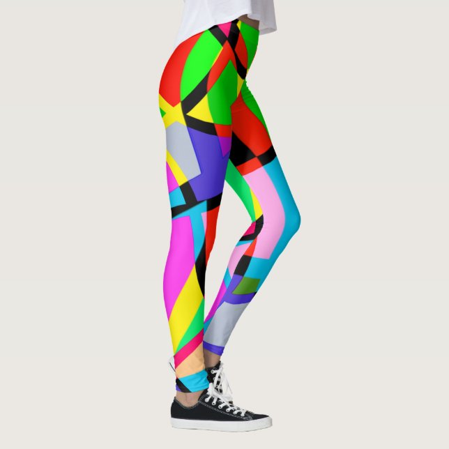 Bright  Colorful Abstract Design Leggings (Right)