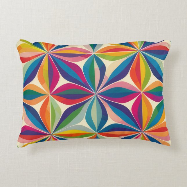Bright colorful abstract floral pattern print accent pillow (Front)