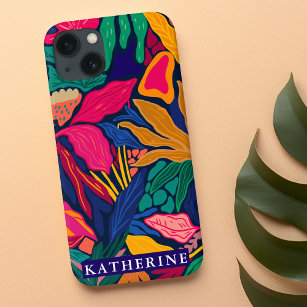 Bright colorful abstract floral  Trendy girly iPhone 13 Case