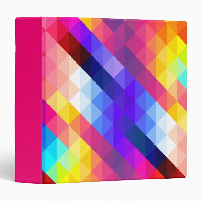 Bright Colorful Abstract Geometric Pattern 3 Ring Binder (Front/Spine)