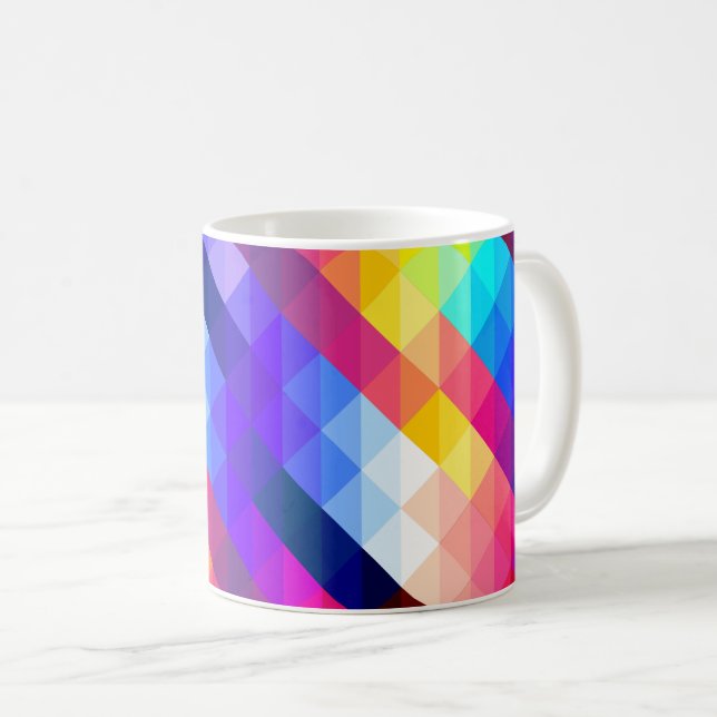 Bright Colorful Abstract Geometric Pattern Coffee Mug (Front Right)