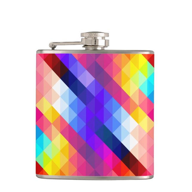 Bright Colorful Abstract Geometric Pattern Flask (Front)