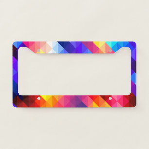 Bright Colorful Abstract Geometric Pattern License Plate Frame