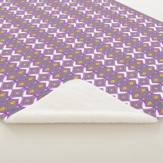 Bright Colorful Abstract Geometric Patterned Sherpa Blanket