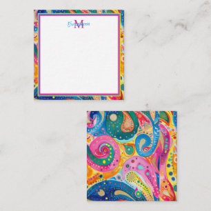 Bright Colorful Abstract Geometric Recipe Note Card