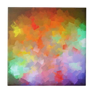 Bright Colorful Abstract Modern Cubism Ceramic Tile