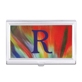 bright colorful abstract paint watercolor art cool business card holder