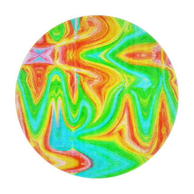 Bright Colorful Abstract Pattern Cutting Board (Front)