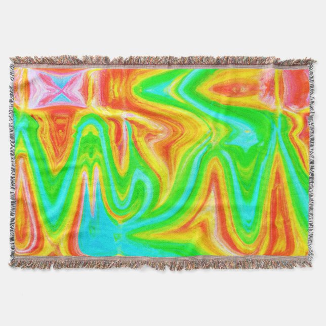Bright Colorful Abstract Pattern Throw Blanket (Front)