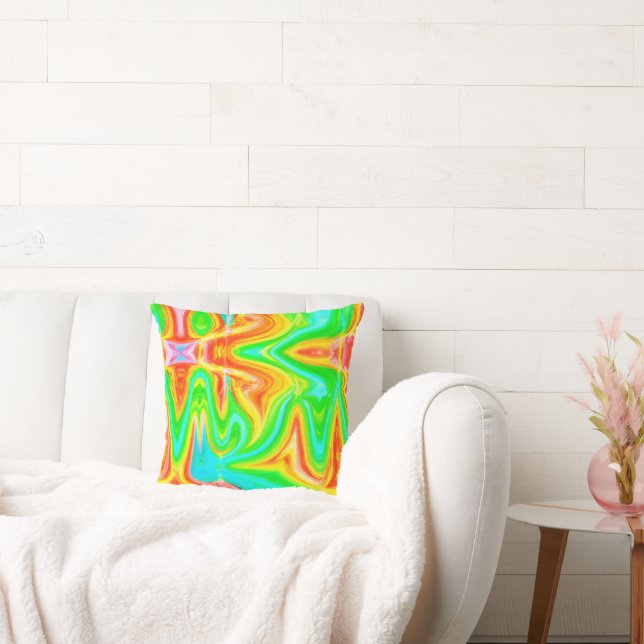 Bright Colorful Abstract Pattern Throw Pillow (Couch)