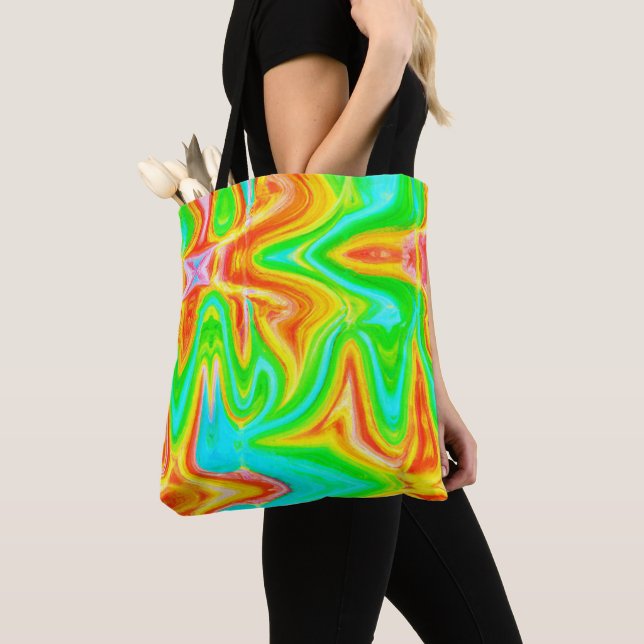 Bright Colorful Abstract Pattern Tote Bag (Close Up)