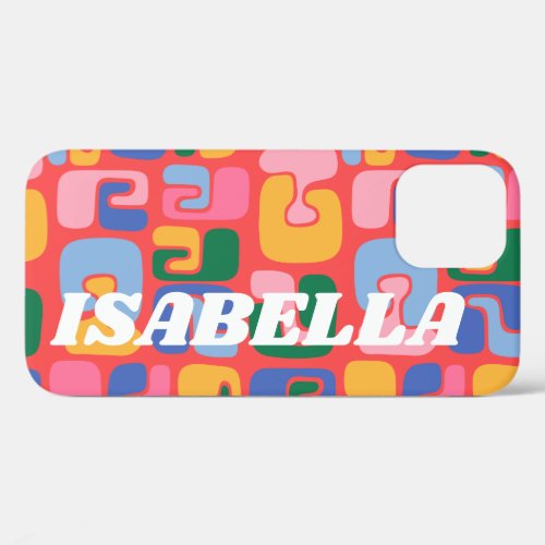 Bright Colorful Abstract Shapes Personalized Name iPhone 12 Case