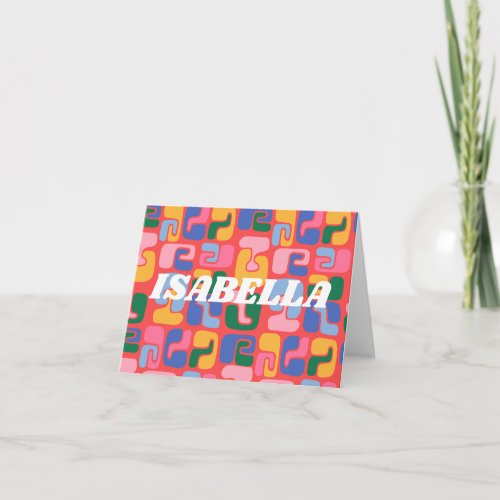 Bright Colorful Abstract Shapes Personalized Name Note Card