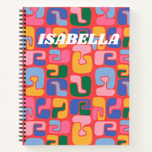 Bright Colorful Abstract Shapes Personalized Name Notebook