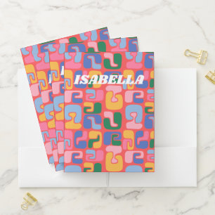 Bright Colorful Abstract Shapes Personalized Name Pocket Folder